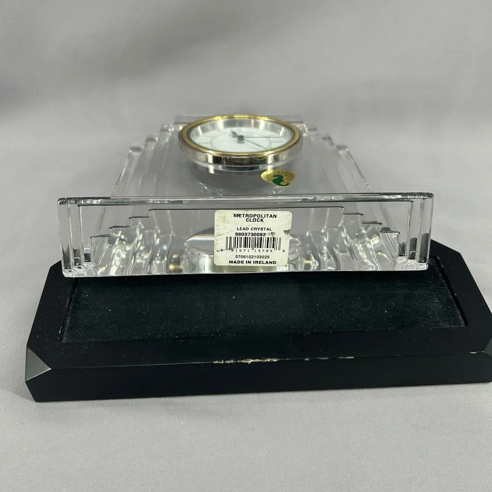 Waterford Crystal Metropolitan Desk Clock Art Deco Lead Crystal Made in Ireland